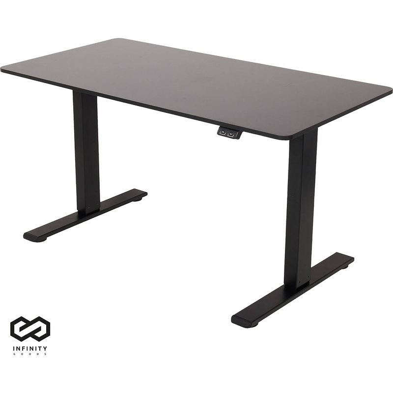 Foto van Infinity goods zit sta bureau - elektrisch verstelbaar in hoogte - 140 x 60 cm - zwart