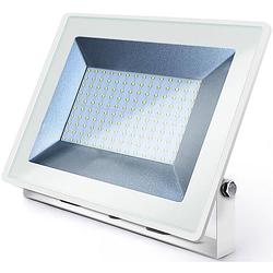 Foto van Led bouwlamp 100 watt - led schijnwerper - aigi iglo - helder/koud wit 6400k - waterdicht ip65 - mat wit - aluminium