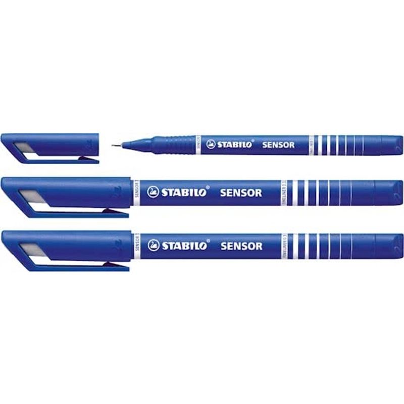 Foto van 10 stuks stabilo fineliner sensor (serie 187 - 189), blauw