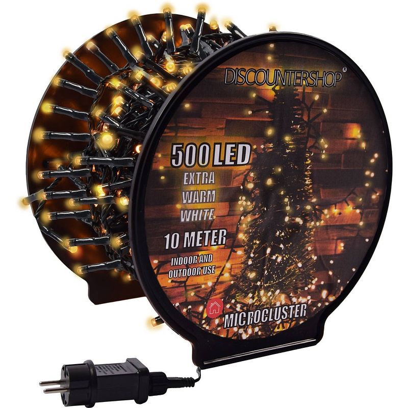 Foto van Kerstverlichting buiten - 10 meter 500 led - extra warm wit - lichtsnoer nano koperdraad - ip44 stekker met timerfunctie