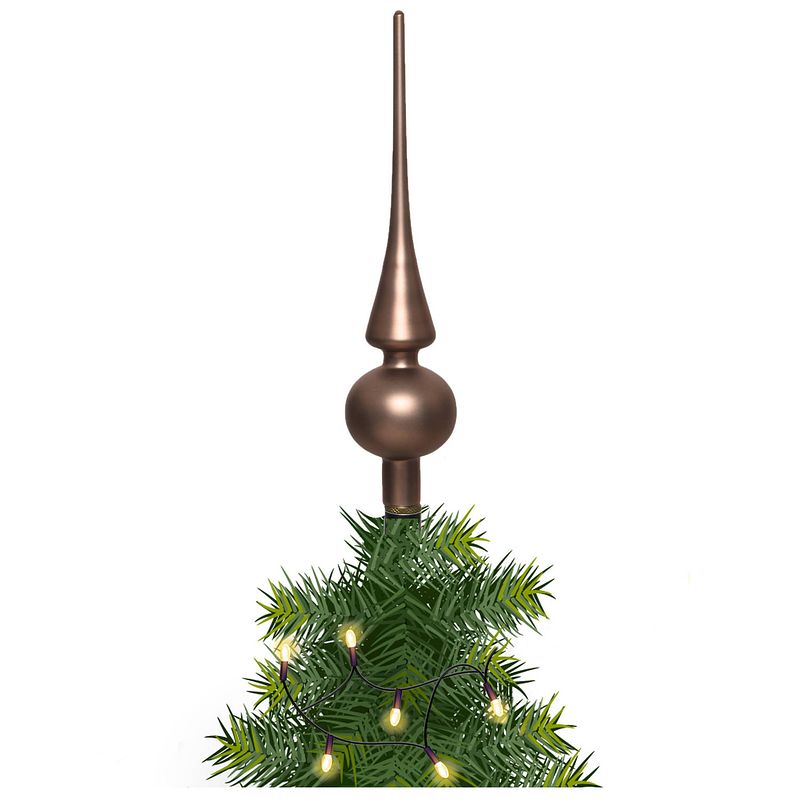 Foto van Kerstboom glazen piek bruin mat 26 cm - kerstboompieken