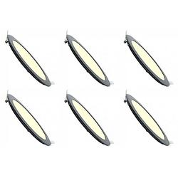 Foto van Led downlight slim 6 pack - inbouw rond 3w - warm wit 3000k - mat zwart aluminium - ø90mm