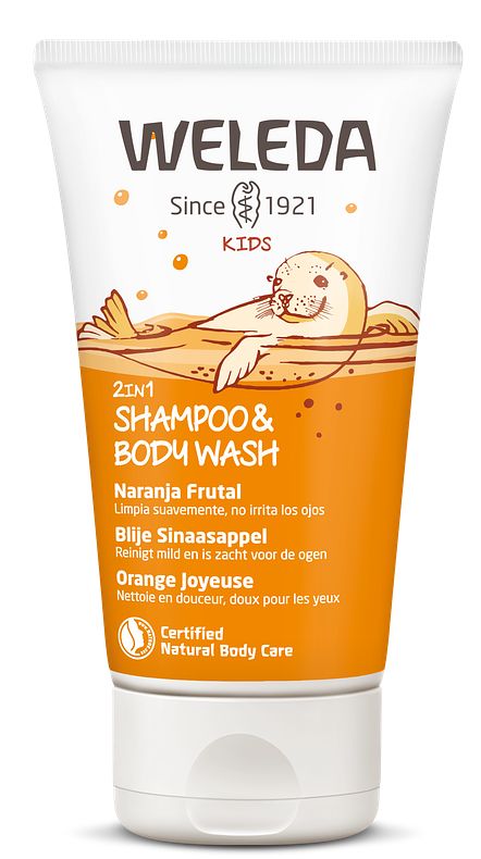 Foto van Weleda kids 2in1 shampoo & body wash sinaasappel