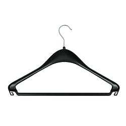Foto van 10x kunststof kledinghangers zwart - kledingkast organiseren - kleding opruimen - kledinghangers