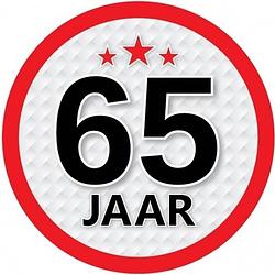 Foto van 10x 65 jaar leeftijd stickers rond 15 cm verjaardag versiering - feeststickers