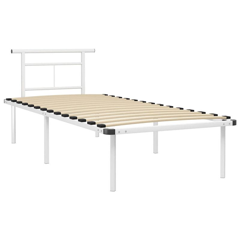 Foto van The living store bedframe - elegant en klassiek - metalen bedframe - 90 x 200 cm - kleur- wit