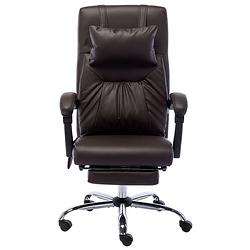 Foto van The living store ergonomische bureaustoel - massage- en ligfunctie - bruin - 60 x 64 x (112-121) cm - nylon zwenkwielen