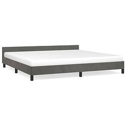 Foto van The living store bedframe donkergrijs 203x206x50 cm - zacht fluweel - ondersteunende poten - multiplex lattenbodem