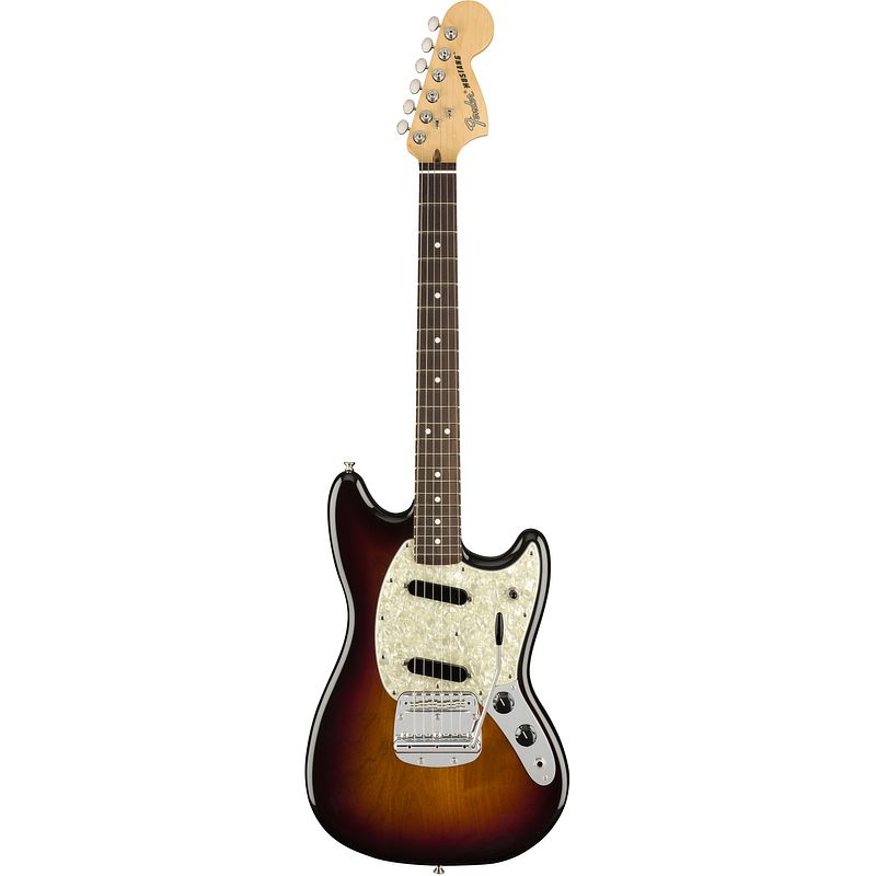 Foto van Fender american performer mustang 3-color sunburst rw met gigbag