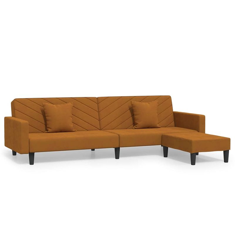 Foto van The living store slaapbank bruin fluweel - 220x84.5x69cm - multifunctionele bedbank