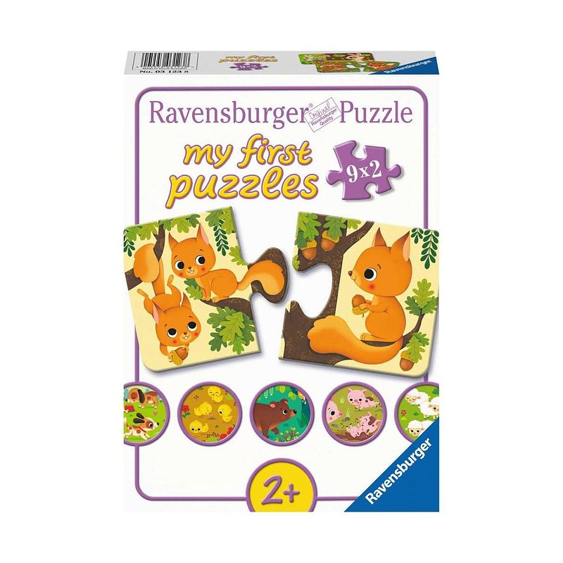 Foto van Ravensburger kinderpuzzel my first puzzles dieren en hun kleintjes - 9 x 2 stukjes