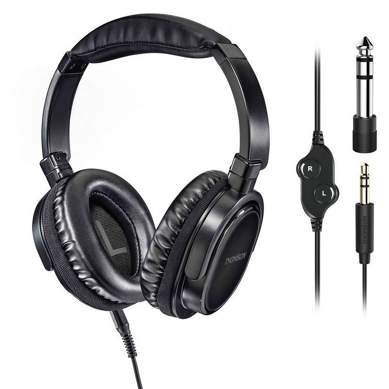 Foto van Thomson hed4508 hq over ear koptelefoon kabel televisie zwart headset, volumeregeling, zwenkbare oorschelpen