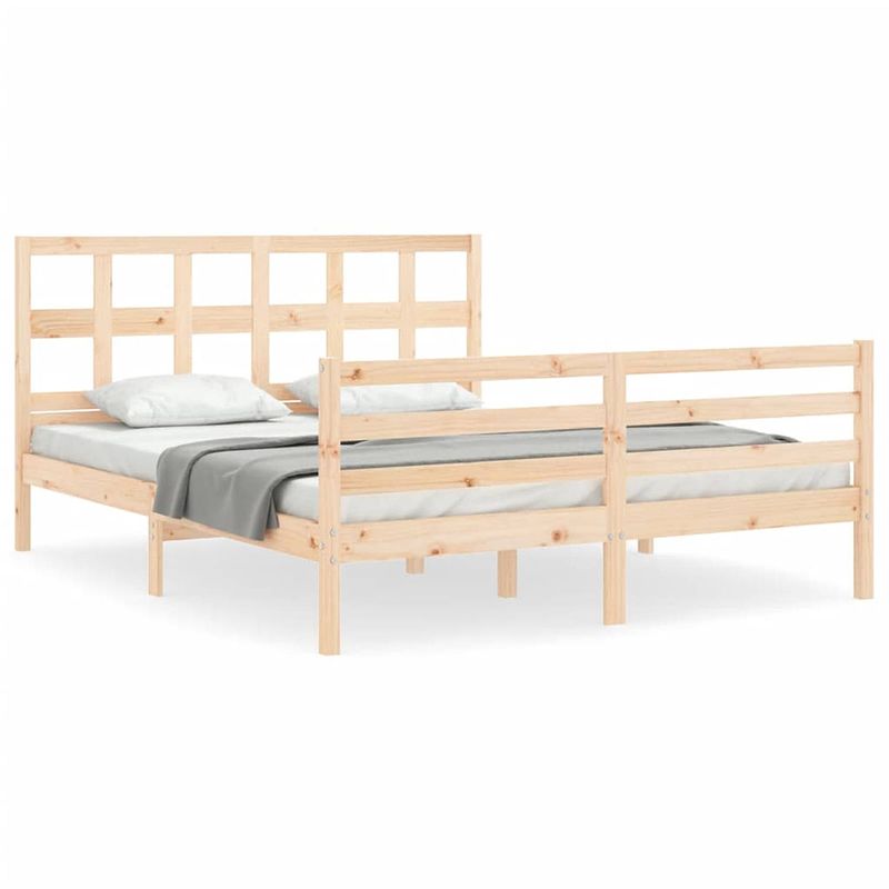 Foto van The living store bedframe grenenhout - massief - 205.5x165.5x100 cm - multiplex lattenbodem