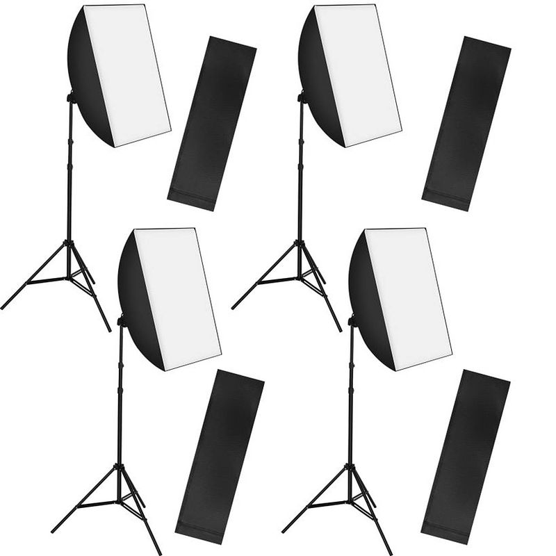 Foto van Tectake® - 4 x studiolamp - set van 4 studiolampen set met softbox - 403355