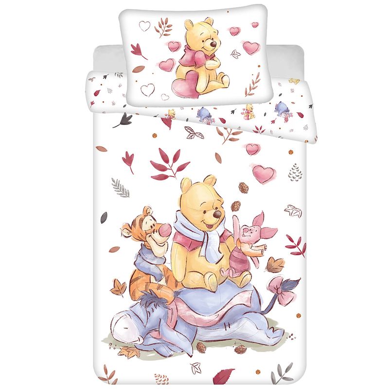 Foto van Disney winnie the pooh baby dekbedovertrek, leaves - 135 x 100 + 40 x 60 cm - katoen