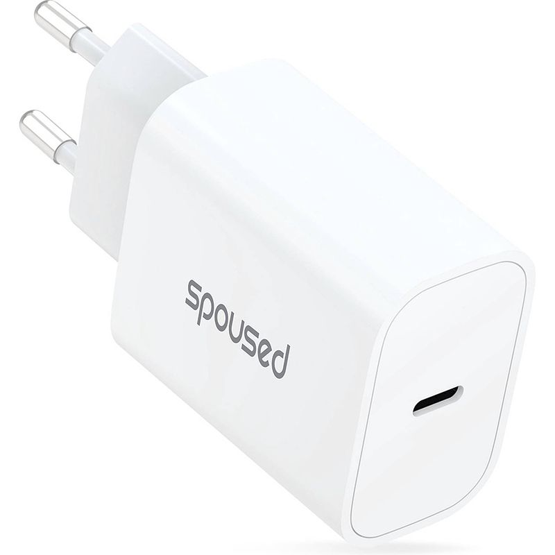 Foto van Spoused snellader iphone & samsung - usb c adapter 20w - iphone oplader - samsung oplader