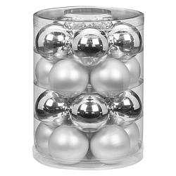 Foto van 60x stuks glazen kerstballen elegant zilver mix 6 cm glans en mat - kerstbal