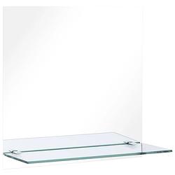 Foto van The living store wandspiegel minimalistisch - gehard glas - 30x30 cm - met schap