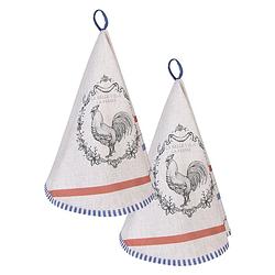 Foto van Haes deco - set van 2 theedoeken rond - ø 80 cm - 100% katoen - devine french rooster