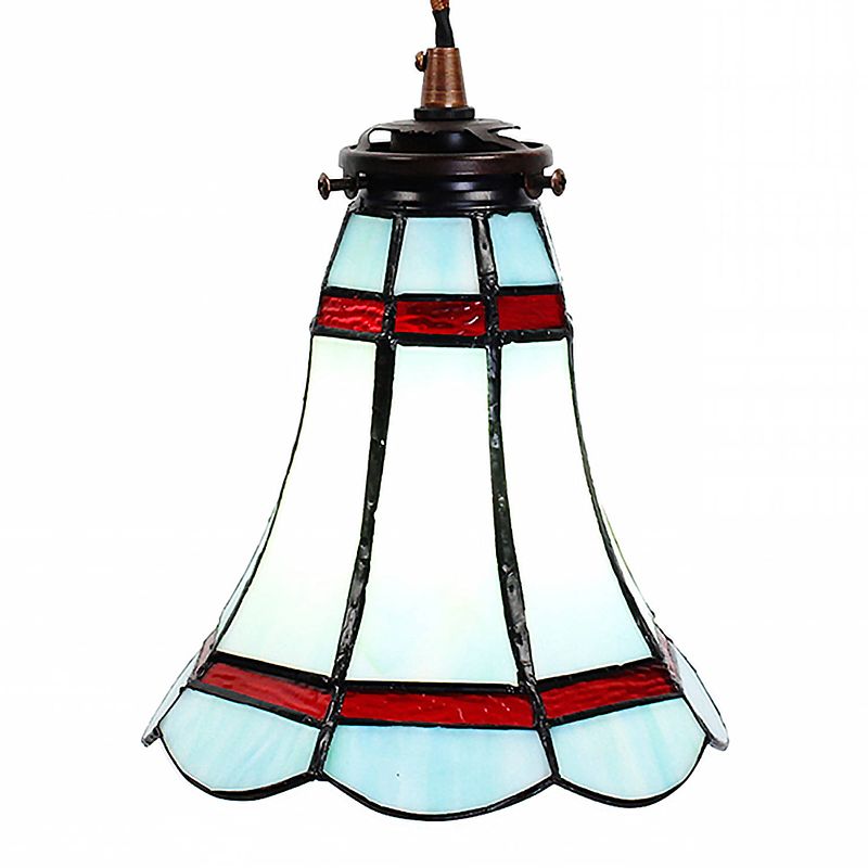 Foto van Haes deco - hanglamp tiffany blauw, rood ø 15x115 cm e14/max 1x25w