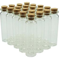 Foto van Fordig glazen mini flesjes met kurk - decoratie flesjes - inhoud 20 ml - set van 20 stuks