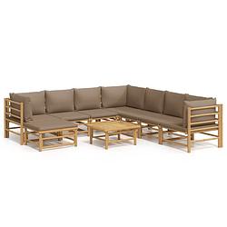 Foto van Vidaxl 9-delige loungeset met kussens bamboe taupe