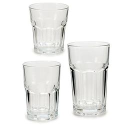 Foto van Voordeelset van 18x stuks drinkglazen/waterglazen in 3 formaten transparant - drinkglazen