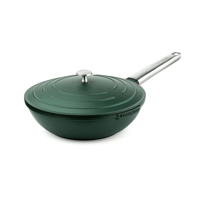 Foto van Westinghouse performance series wokpan - wok met deksel - 28 cm - groen