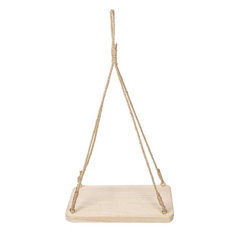 Foto van Clayre & eef plantenhanger 40x25x5 cm beige hout vierkant hangpot plantenhouder beige hangpot plantenhouder