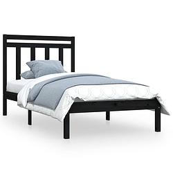 Foto van The living store bedframe grenenhout - zwart - 195.5 x 80.5 x 31 cm - geschikt voor 75 x 190 cm matras - montage