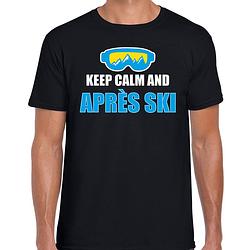 Foto van Apres-ski t-shirt wintersport keep calm zwart voor heren 2xl - feestshirts