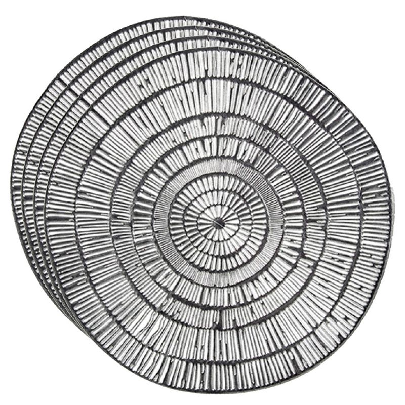 Foto van Set van 4x stuks ronde placemats metallic zilver look diameter 38 cm - placemats