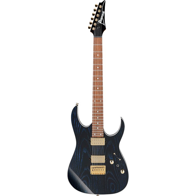 Foto van Ibanez high performance rg421hpah-bwb blue wave black