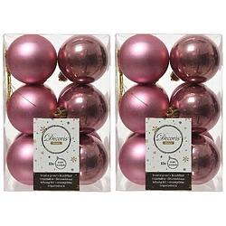 Foto van 24x kunststof kerstballen glanzend/mat oud roze 6 cm kerstboom versiering/decoratie - kerstbal