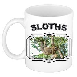 Foto van Dieren hangende luiaard beker - sloths/ luiaarden mok wit 300 ml - feest mokken