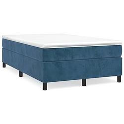 Foto van The living store boxspringframe fluweel donkerblauw 120x200 cm - bed