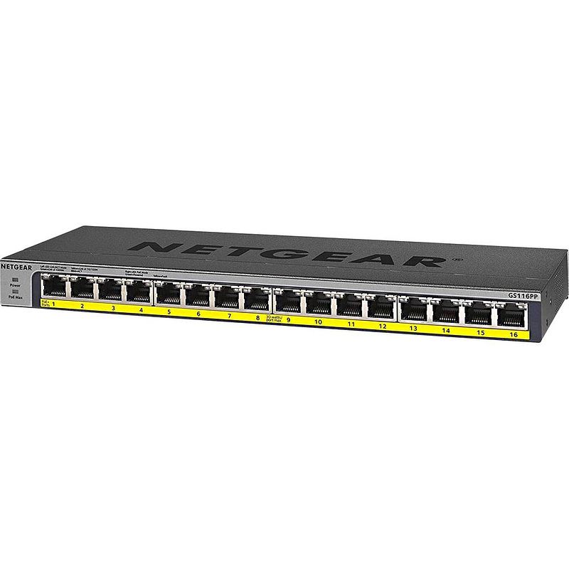 Foto van Netgear gs116pp netwerk switch 16 poorten poe-functie