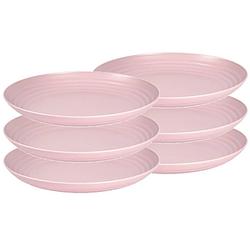 Foto van Set van 6x stuks rond kunststof borden oud roze 25 cm - herbruikbaar - dinerbord - barbecuebord - campingbord
