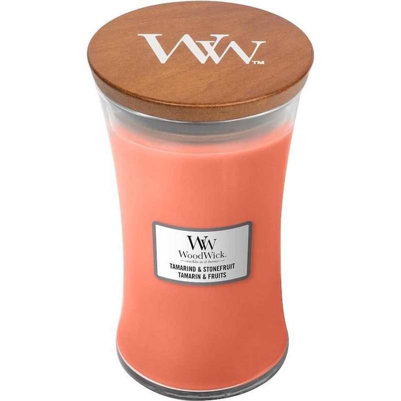 Foto van Woodwick large candle tamarind & stonefruit