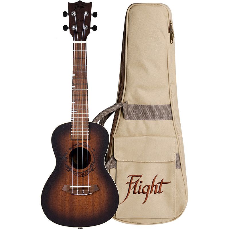 Foto van Flight gemstone series duc380 amber concert ukelele met gigbag