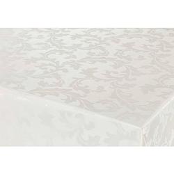 Foto van Tafelzeil/tafelkleed damast ivoor witte barok krullen print 140 x 250 cm - tafelzeilen
