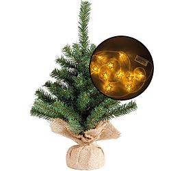 Foto van Mini kerstboom - groen - met 3d sterren verlichting - h45 cm - kunstkerstboom