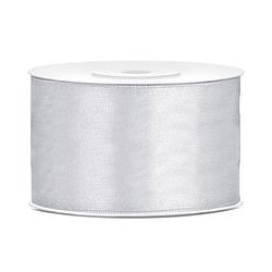 Foto van 1x hobby/decoratie zilver satijnen sierlinten 3,8 cm/38 mm x 25 meter - cadeaulinten