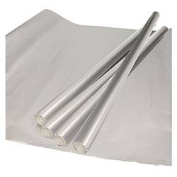 Foto van Multipak van 4x stuks luxe inpakpapier/cadeaupapier metallic zilver 200 x 70 cm - cadeaupapier