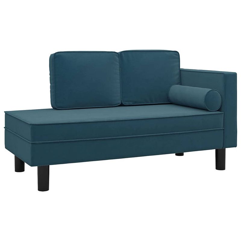 Foto van The living store chaise longue - fluweel - blauw - 118 x 55 x 57 cm - comfortabele zitting