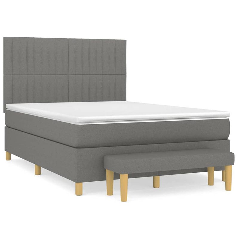 Foto van Vidaxl boxspring met matras stof donkergrijs 140x190 cm