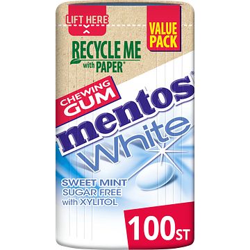 Foto van Mentos gum white sweet mint value pack 100 stuks 150g bij jumbo