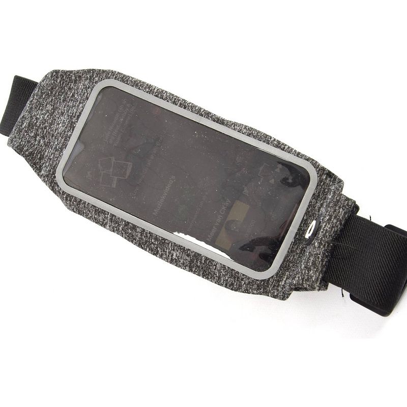 Foto van Sport heupband - hardloopband - sportband - hardloop riem met smartphone houder - waterdichte heuptas - grijs