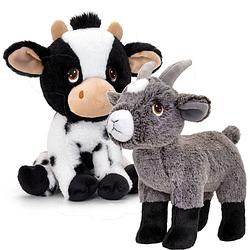 Foto van Pluche knuffel boerderijdieren voordeelset koe en geit van 25 cm - knuffel boederijdieren