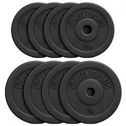 Foto van Gorilla sports halterschijven set - bundel - 30 kg (4 x 5 & 4 x 2,5 kg) -